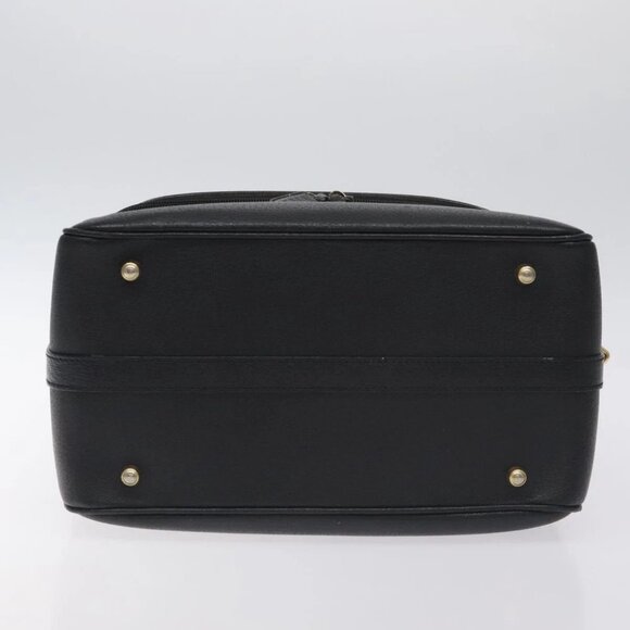 GUCCI Bamboo Hand Bag Leather Black Gold 013 122 2491 Auth SW974 - Picture 6 of 14